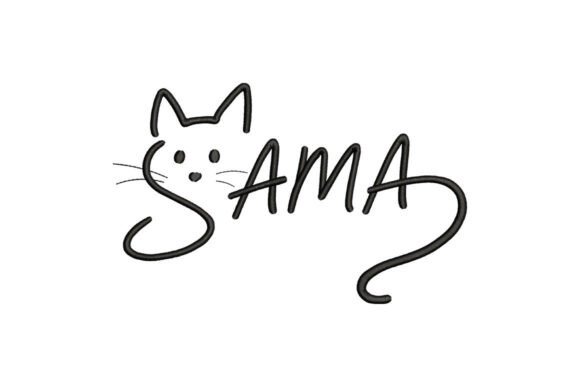 Cute Cat Mama Embroidery Design