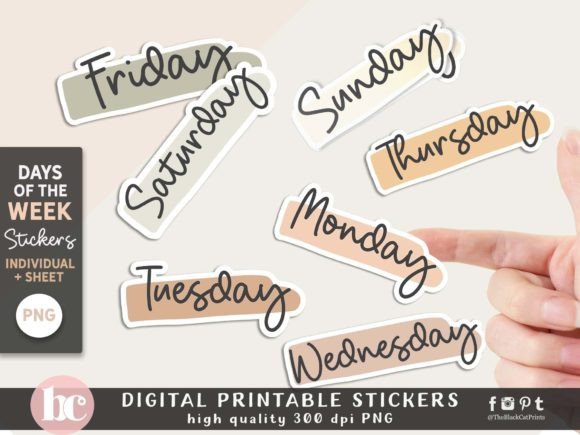 Days of the Week Stickers Weekdays PNG