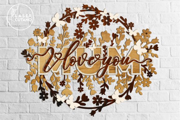 I Love You Mum - Floral Wreath Design Asset